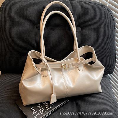 European and American Retro Handbag Women's 2025 New Fashionable Large-capacity Tote Bag, High-end Simple Retro Armpit Bag