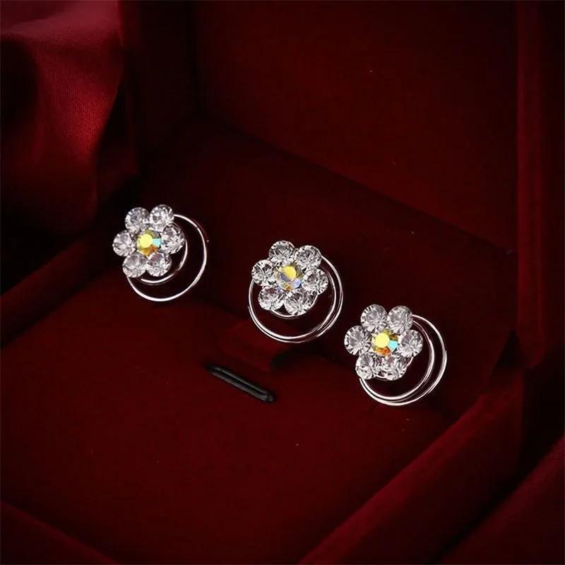 12 PCS Crystal Rhinestone Flower Bridal Wedding Hair Pins Hairgrip Accessories Hairdresser Head Hair Braid