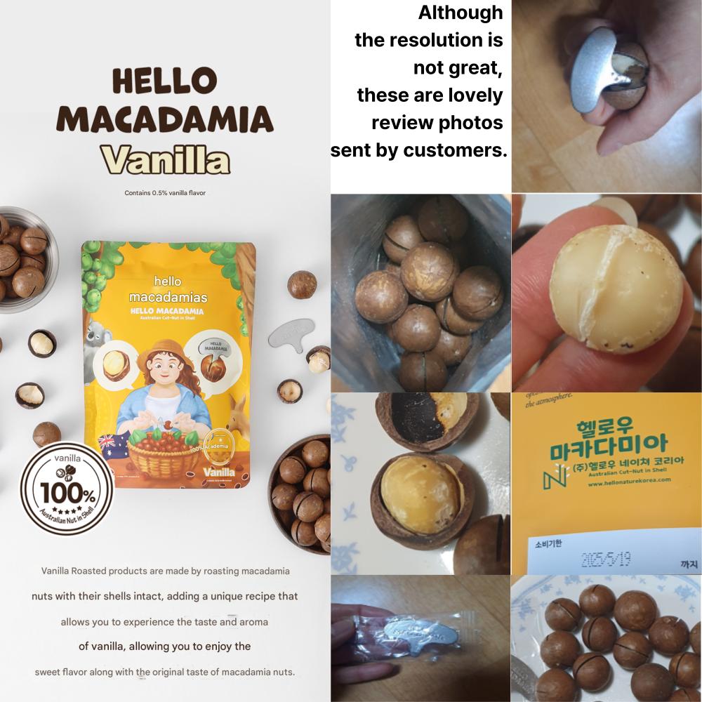 Hello Macadamia Australian Cut-Nut in Shell Vanilla, 115g, Shell Opener included
