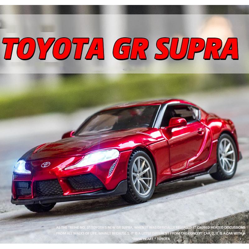 1/32 Scale Toyota GR SUPRA Sports Diecast Car Model Toy, Pull Back Toy Vehicle with Sound and Light for Kids Toddler Boys Girls Gift Collection