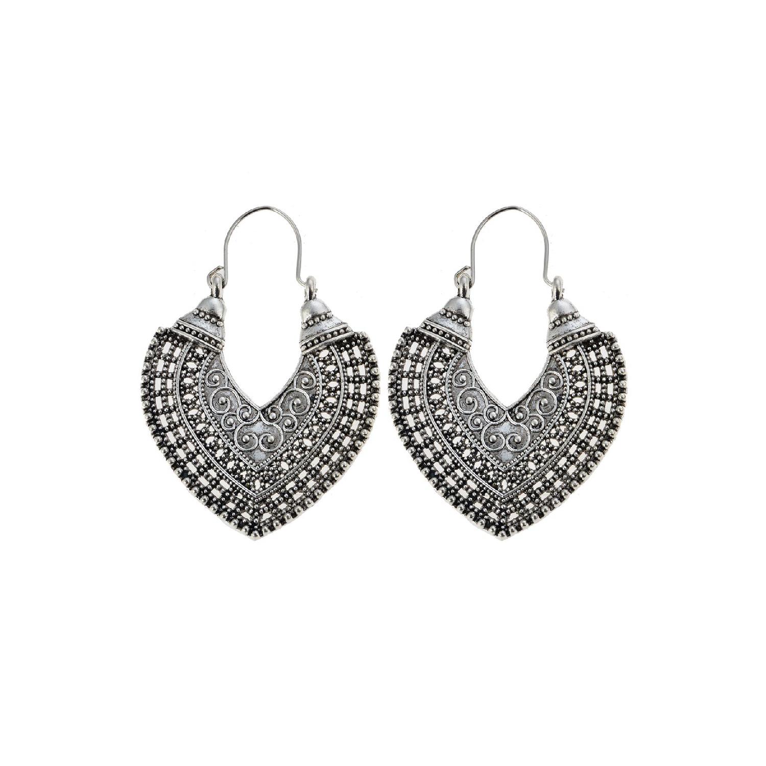 

Антикварные серебряные серьги-кольца в этническом стиле