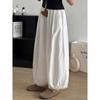 Navy Blue Lantern Wide-Leg Pants for Women, Summer New Style, Plus-Size High-Waisted Loose Slimming Cropped Balloon Casual Pants