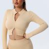 JYL Stand Collar Zipper Long Sleeve Yoga Slim Quick Dry Outfit Set