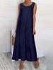 2025 European Summer Cotton Linen Sleeveless Loose Fit Plus Size Dress