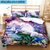 Unicorn In Enchanted Garden 3pcs Bedding,Including 1pc Duvet Cover And 2pcs Pillowcases Perfect for Christmas,Ideal for Bedroom, Dormitory