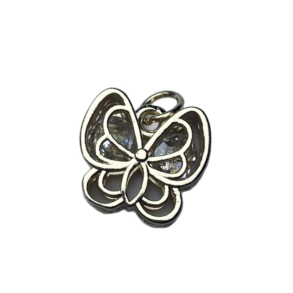 Zirconia Inlaid Hollow Butterfly Pendant – DIY Jewelry Accessory