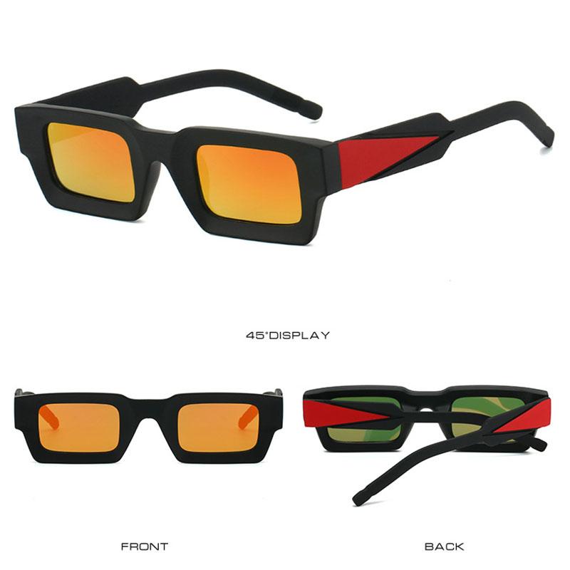 Sport UV400 Sunglasses Vintage Square Frame Colorful Mirror Coating Unisex for Women Men Outdoor Riding Eyeglasses Punk Style