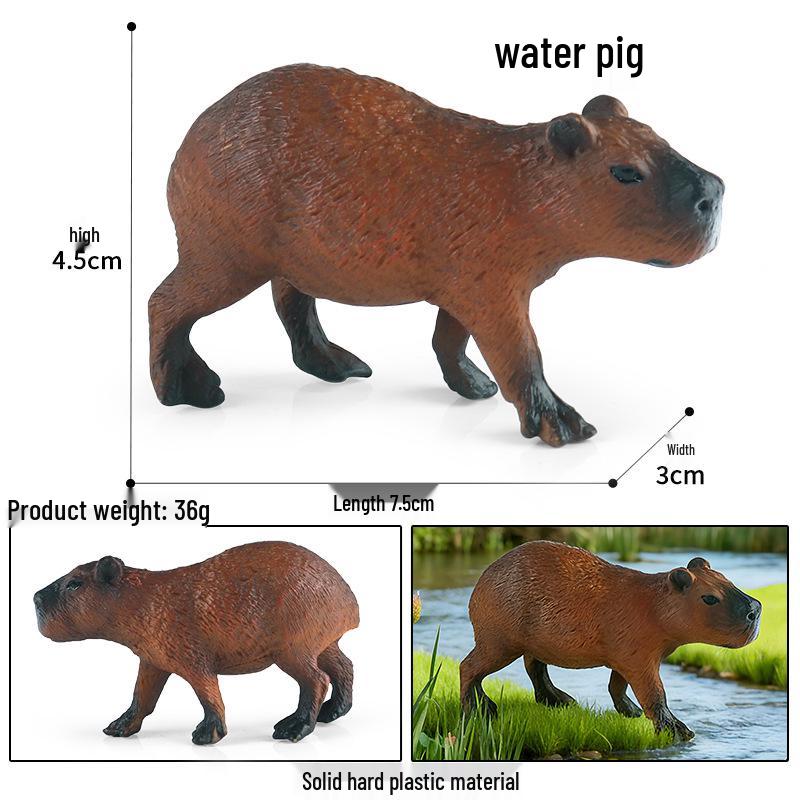 Cross-Border Animal Toy Set: Brown Bear, Alpaca, Maned Wolf, Ring-Tailed Lemur, Hyena Models for Kids