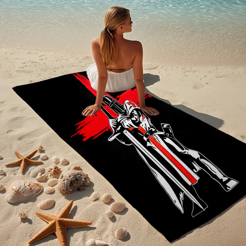Proof Beach Towel with a Knights Templar1 Pattern - Soft,absorbent,quick-drying,machine Washable - Perfect for Swimming,camping,bathing