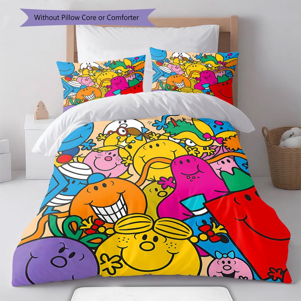 Herr. Herren Little Miss Muster Bettwäsche, Steppbett Set Bettbezug Kissenbezug Haus Geburtstag Geschenk(1 Bettbezug + 2 Kissenbezüge, ohne Füllung)