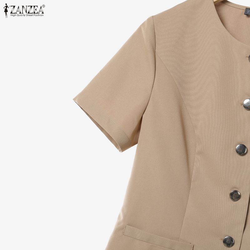 ZANZEA Women Short Sleeve Blouse and Skirts Summer Two Piece Sets