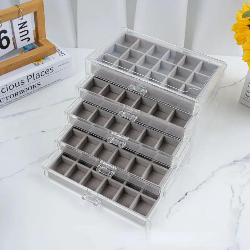 Jewelry Storage Box Transparent Plastics Multi-layer Necklace Ring Earrings Organizer Boxes Classification Drawer Jewelry Case