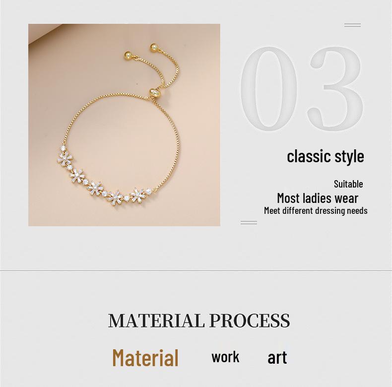 Zircon Snowflake Pull-out Bracelet: Elegant Women's Niche Design