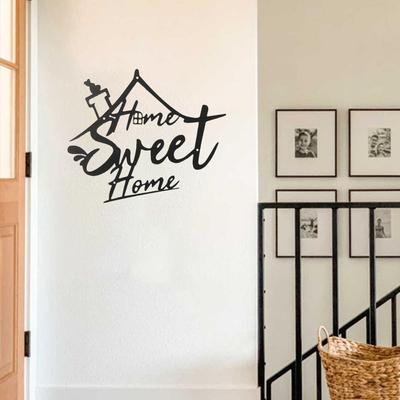 1 ks cedule Home Sweet Home – Kovová nástěnná dekorace, Stylová dekorace na dveře a do domu, Elegantní nástěnná závěsná dekorace pro domácí výzdobu