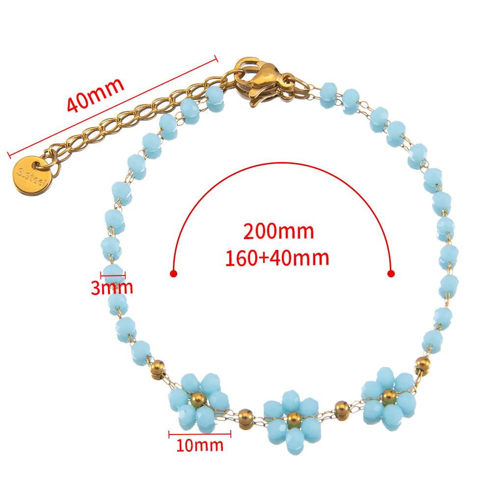 

1pcs Stainless Steel Crystal Flower Beaded Chains Lobster Clasps Braid Bracelet Necklace for Women DIY Jewelry Making Wholesale 1pc