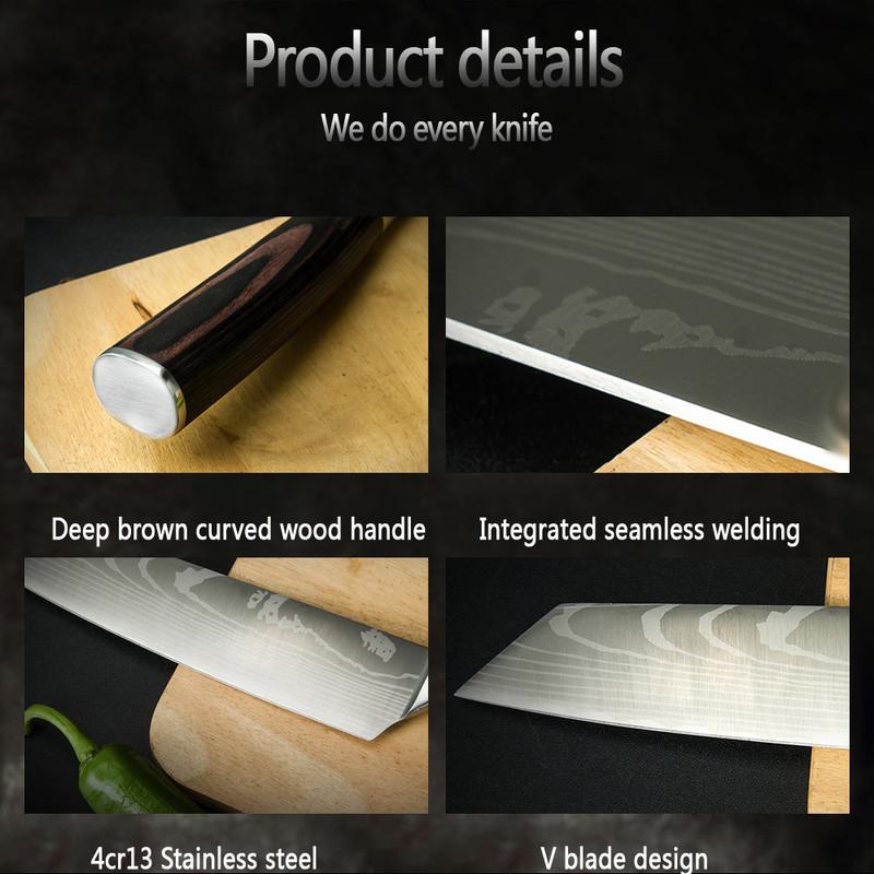 7.5 Inch Professional Japanese Chef's Knife Stainless Steel Meat Cleaver Kitchen Knife