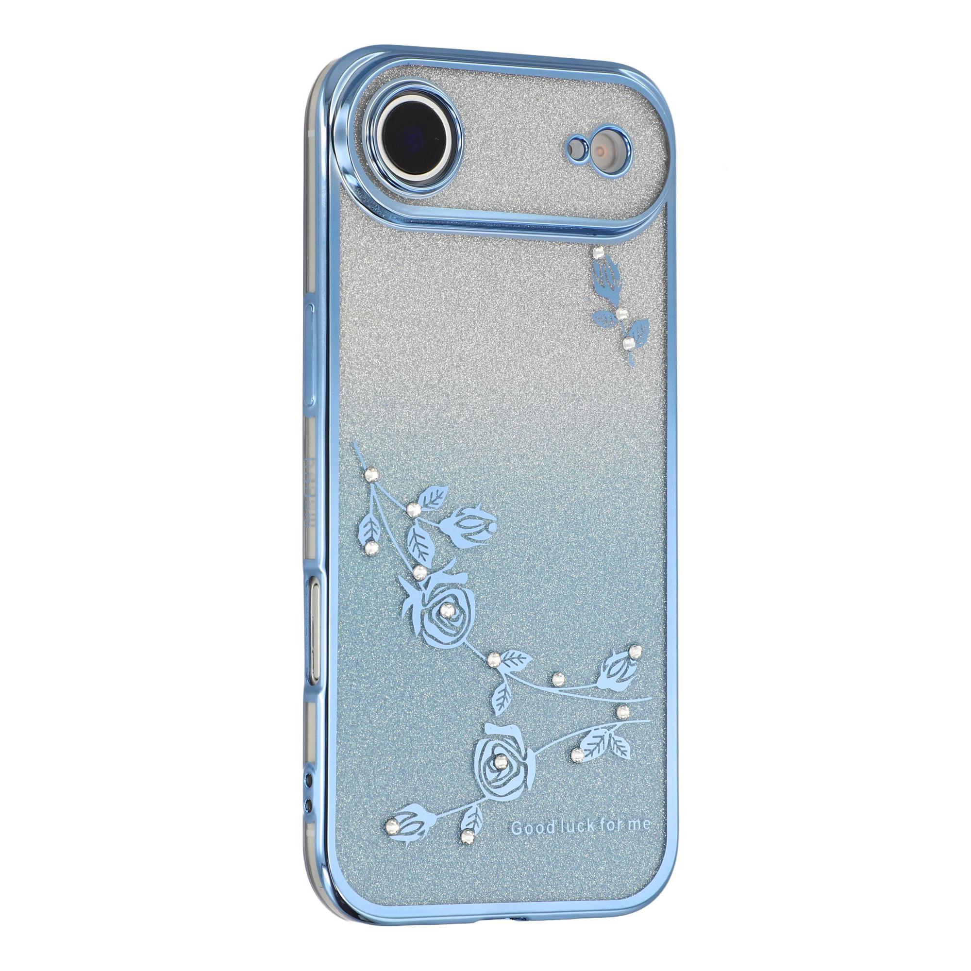 

KADEM For iPhone 17 Air Case Flower TPU Flexible Gradient Phone Cover Blue