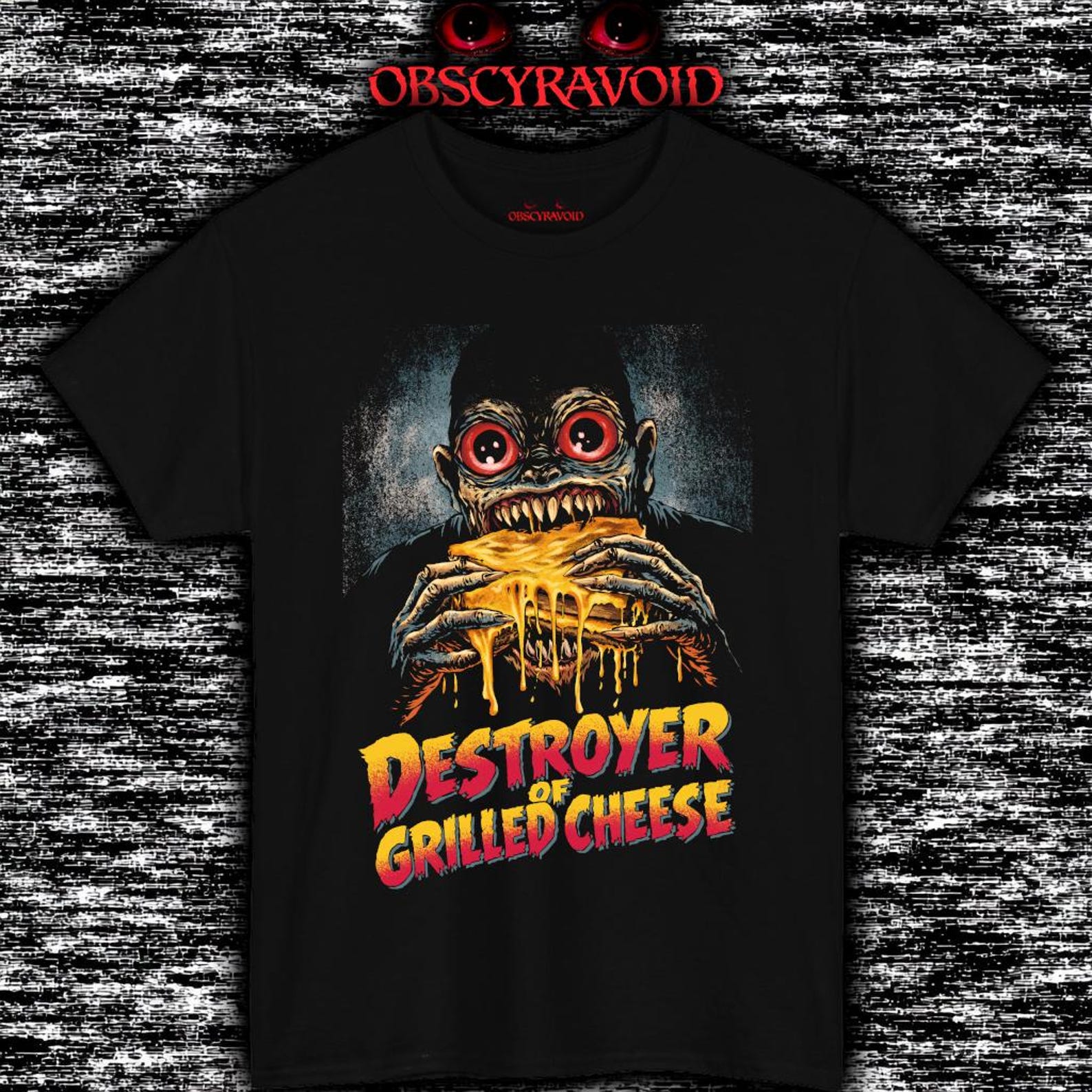 Destroyer of Grilled Cheese T-Shirt Funny Monster Food Shirt, Horror Humor Tee, Cheese Lover Graphic Shirt S