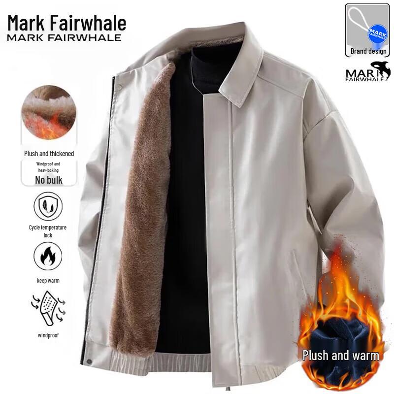 Mark Fairwhale Men's Autumn/Winter Fleece-Lined Casual Padded Jacket
