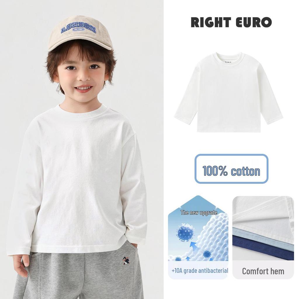 Europäisches Jungen Langarm T-Shirt aus reiner Baumwolle - Frühling/Herbst 2026 Trendiges Basisshirt für ältere Kinder.