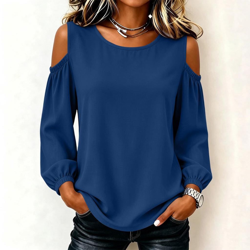 Damen Lässiger Langarm Farbiger Sweatshirt Pullover Top für den täglichen Gebrauch