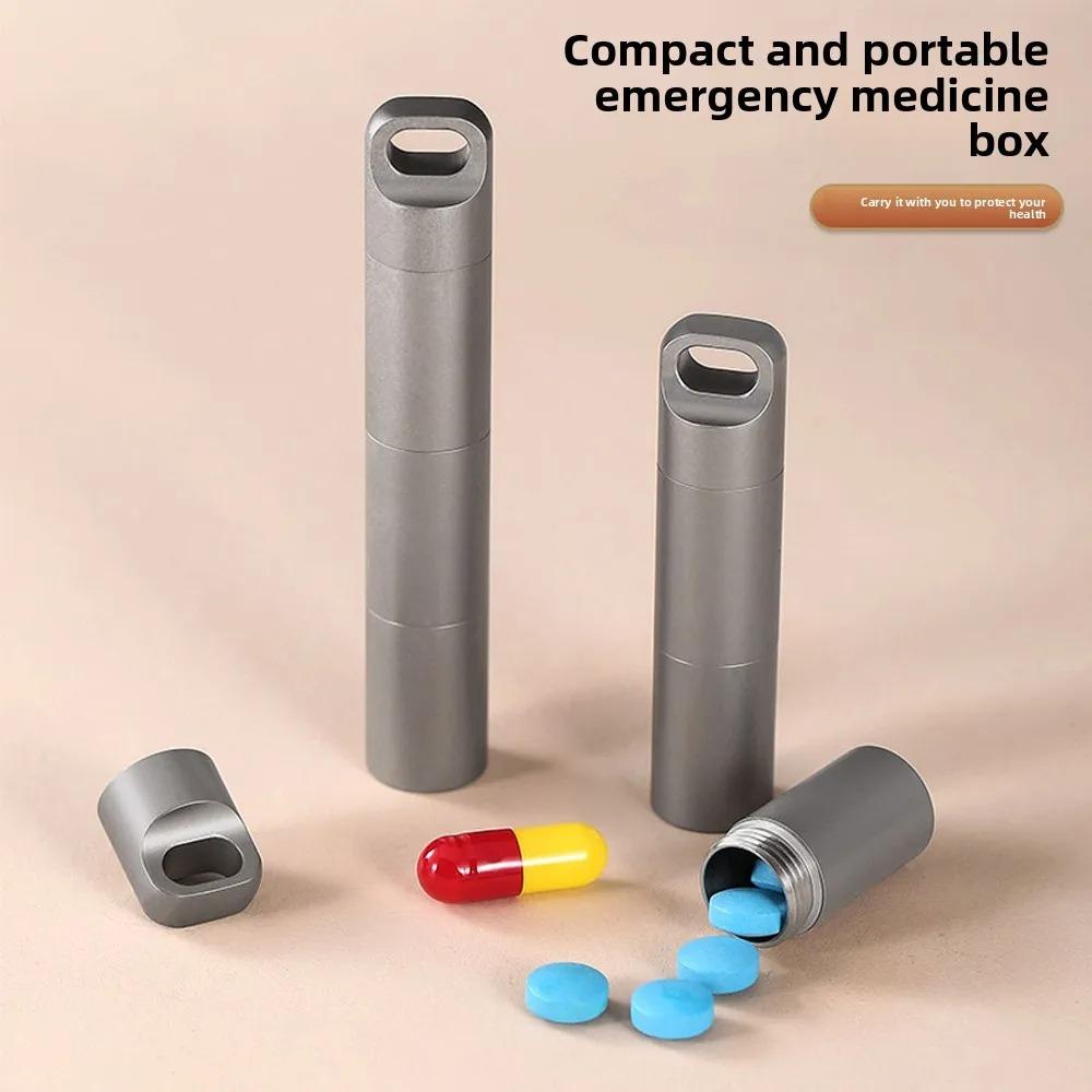 Stainless Steel Pill Bottle Travel Medicine Container Waterproof Portable Pill Organizer Small Box Elderly First Aid Emergency