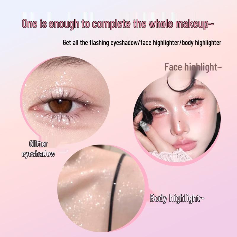 Xixi Silver Moon Highlight Powder: Pearlescent Iridescent Korean-Style Eyeshadow & Face Contour Brightener