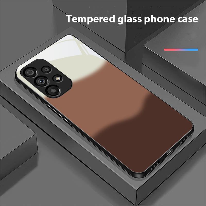 Three Color Gradient For Samsung Galaxy S 8 9 10 20 Plus 21 FE 22 23 24 Ultra S7 Edge Black Tempered Glass Phone Case Hard Shell