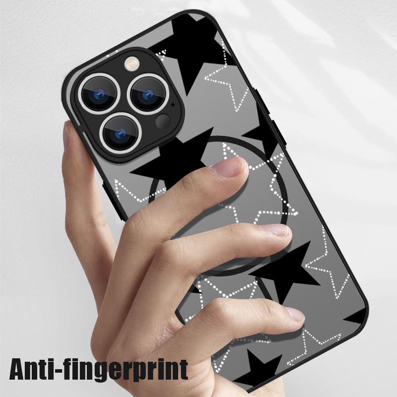For iPhone 16 Pro Max 16E 15 14 Pro 13 Cover Stars Pattern Matte Clear Wireless Charge Shockproof Soft Edge for MagSafe Magnetic Phone Case