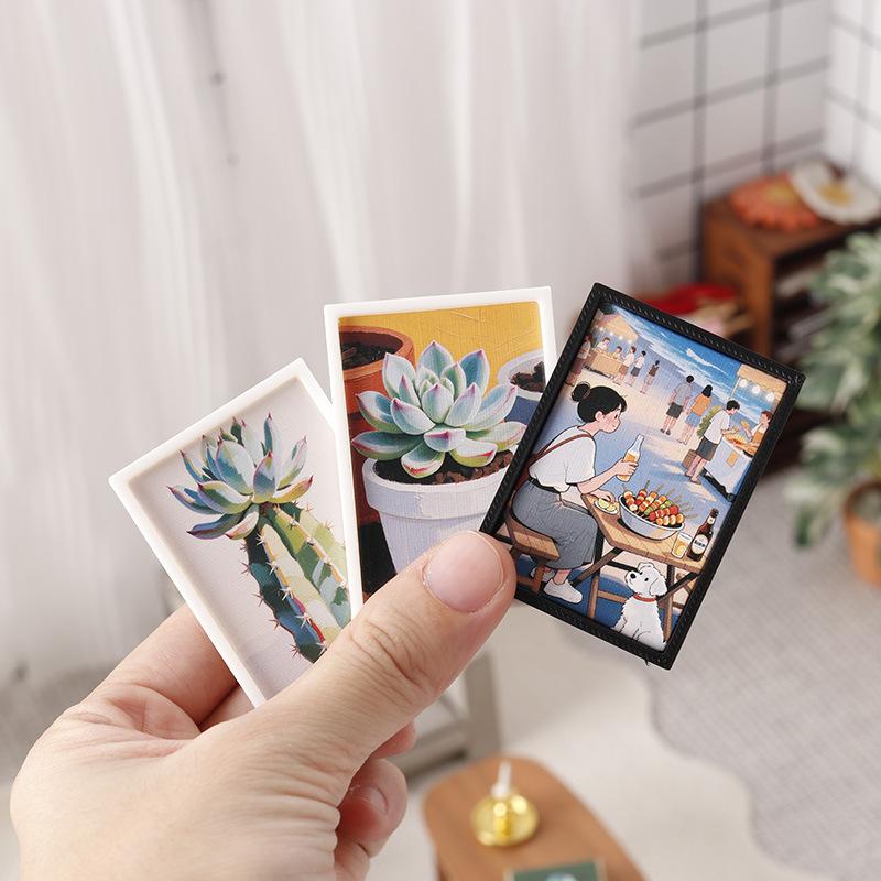 

3 шт. Миниатюрная рамка для картинки для кукольного домика Мурал 1:Миниатюрная поделка в масштабе 1/12, картинка, украшение для игры в домик, детские игрушки