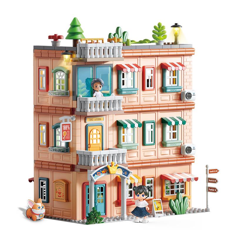 Feile Large Particle Villa Building Blocks for Kids - Creative Pretend Play Set for Kindergarten Boys and Girls.