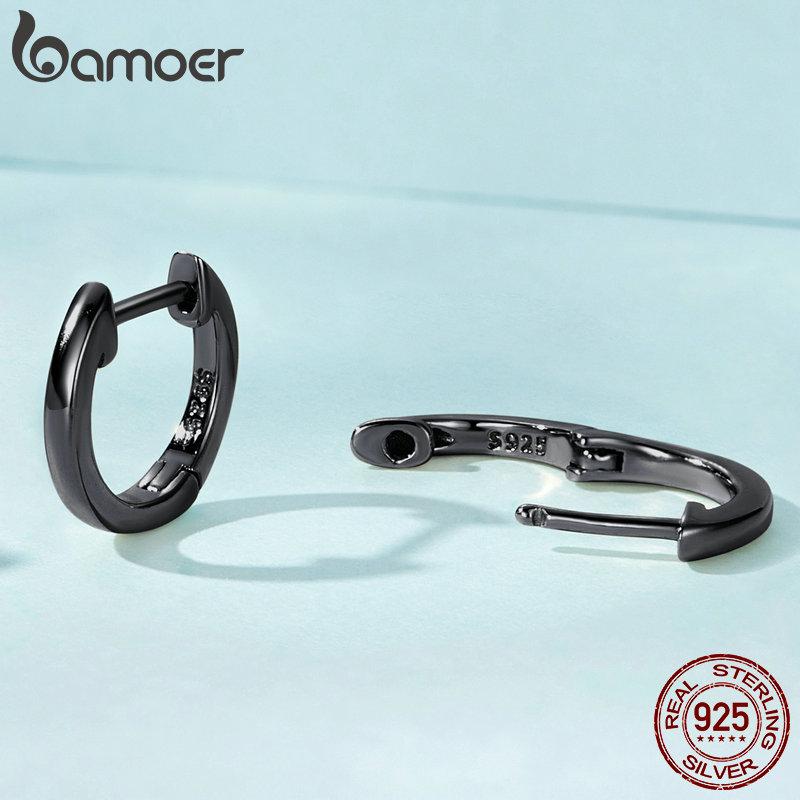 BAMOER Authentic 925 Sterling Silver & Plated Gold Simple Ear Clip Earring Original Brand Design