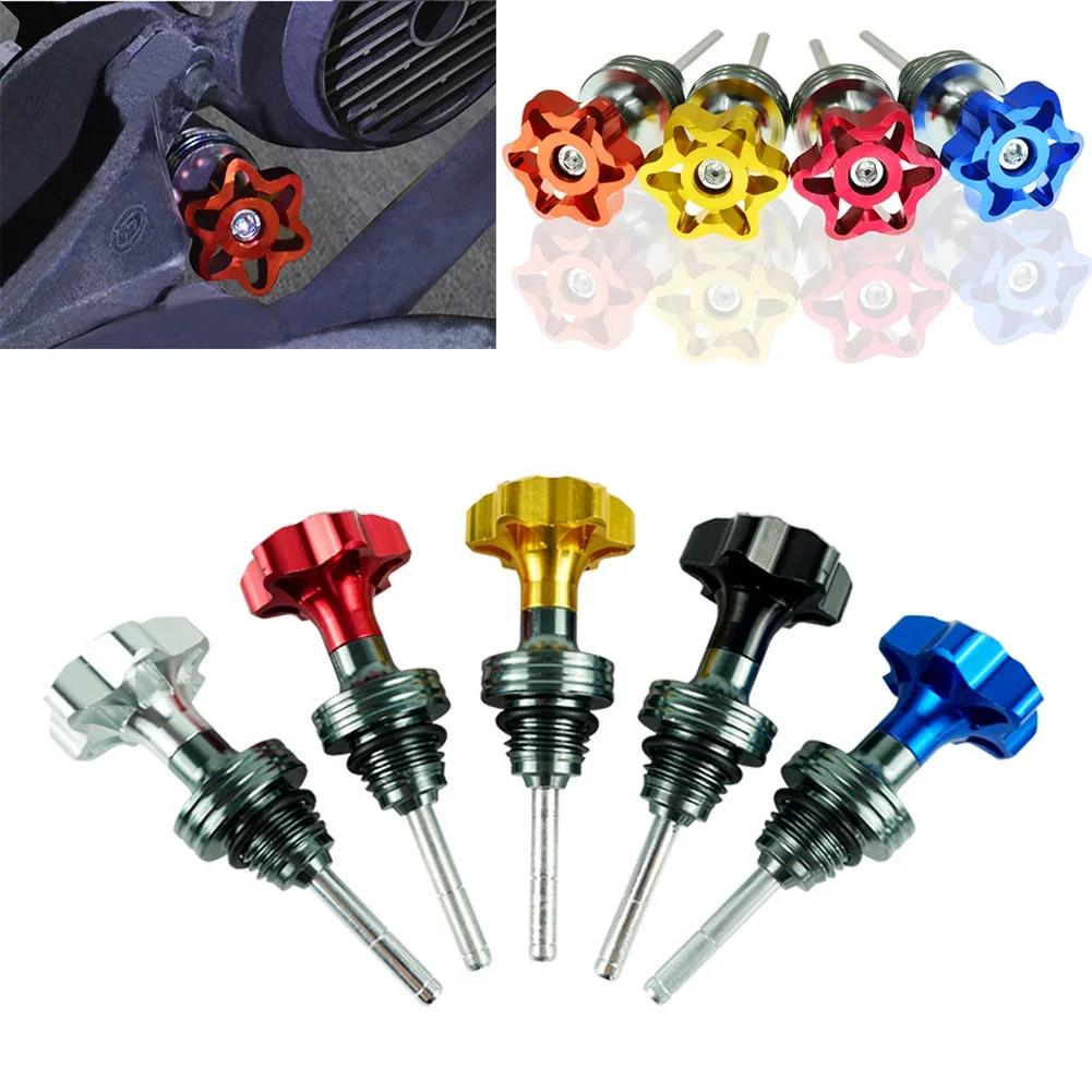 2024 New 1Pcs Scooter Motorcycle Engine Oil Dipstick Filler Cap Plug Engine Crankcase Oil Level Gauge Red Blue Black Aluminum