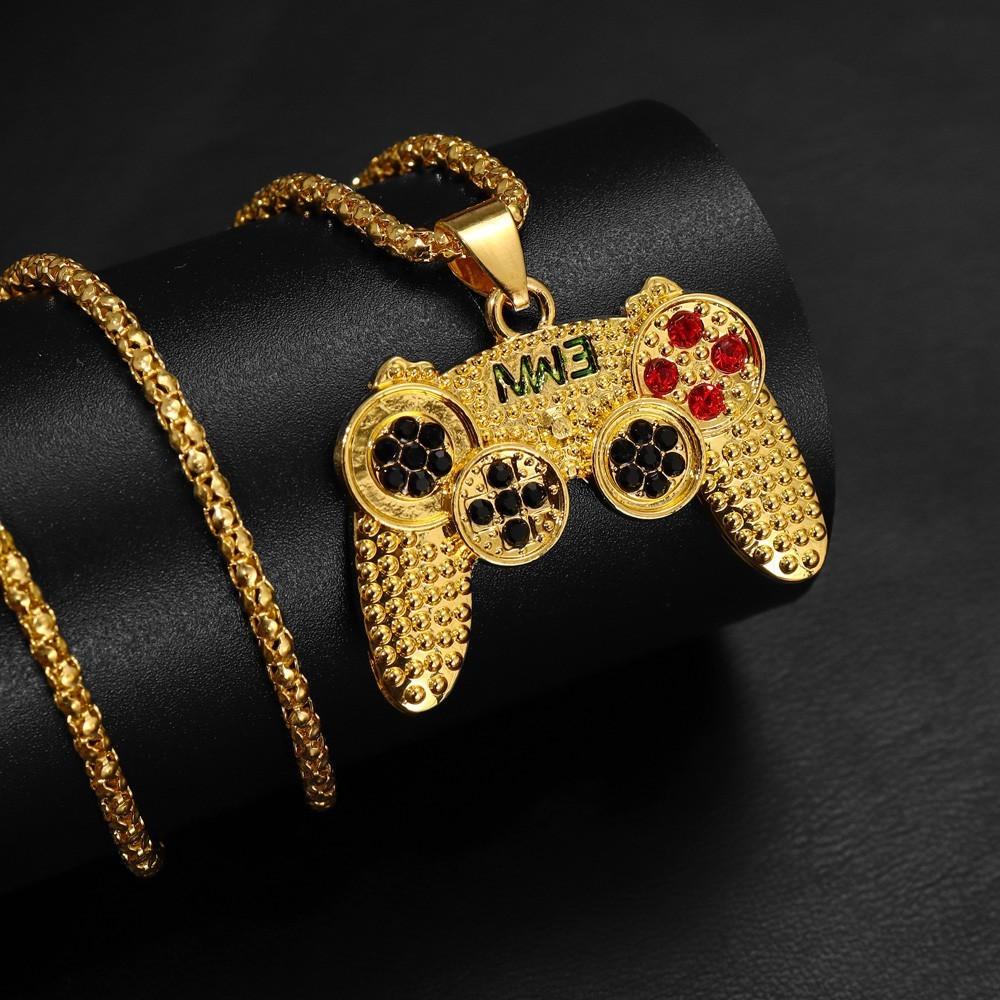 Childhood Retro Necklace Nostalgic Cartoon Mini Electronic Metal Game Console Handle Keychain Necklace Neutral