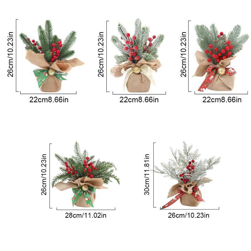 26/30CM Artificial Christmas Tree Table Decoration Simulation Red Berries Pinecone for Home Office Decor 2025 New Year Gift