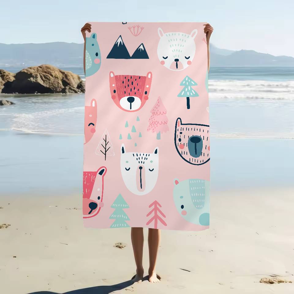Cartoon Animal Patterns Beach Towel Colorful Bath Towels For Girl Microfiber Quick Dry Sand Free Beach Yoga Spa Gym Pool