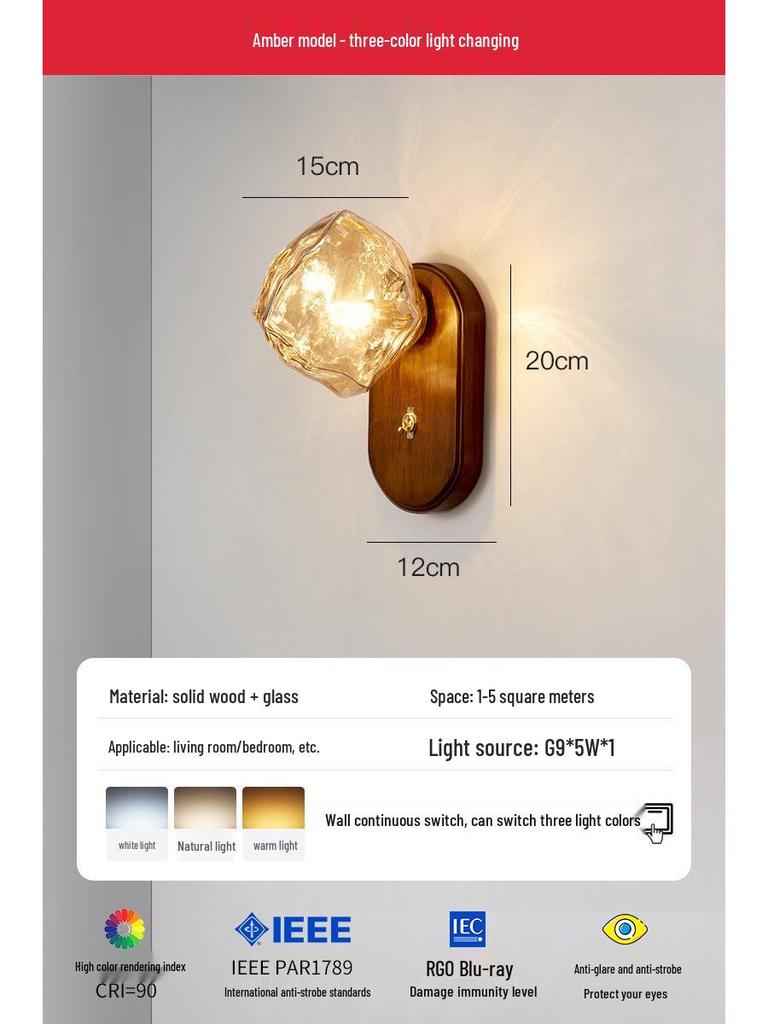 Japanese Retro Minimalist Ice Cube Wall Lamp for Living Room and Master Bedroom