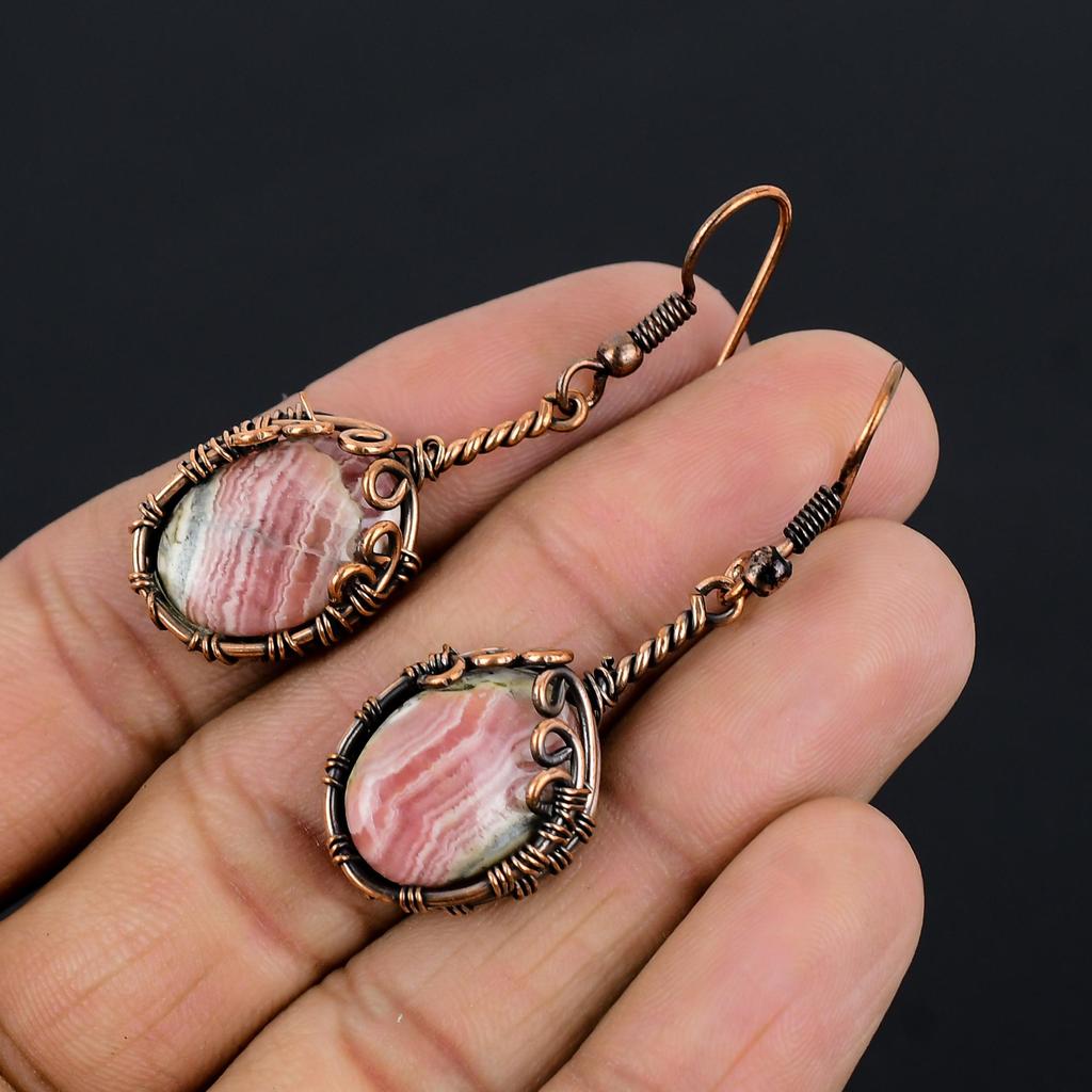 Rhodochrosite Jewelry, 999 Copper Wire Wrapped Pendant, Handmade Gemstone Jewelry Pendant, For Memorial Day