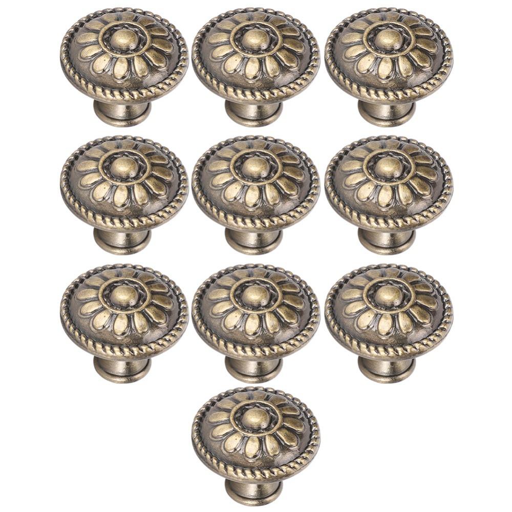10 Set Simple Design Zinc Alloy Office Handle Solid Round 31*27mm Door Pulls Vintage Antique Brass Cabinet Handle Home Decor