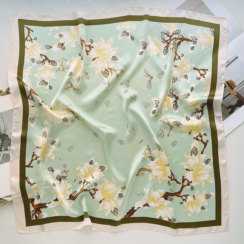 1116 New Magnolia Elegant Temperament Square Scarf Women's Commuter Shirt Scarf Multifunctional Decorative Silk Scarf