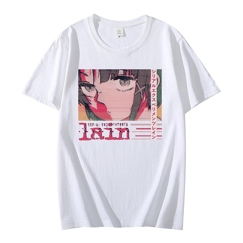 

Футболка Fashion Serial ExperiUnisexts Lain Футболка Unisex Glitch Iwakura Unisexga Weeb Girl Sci Fi Anime Короткие рукава Большие футболки Топы 4XL