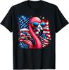 Patriotic Flamingo American Flag Red White and Blue 4 Unisex T-Shirt
