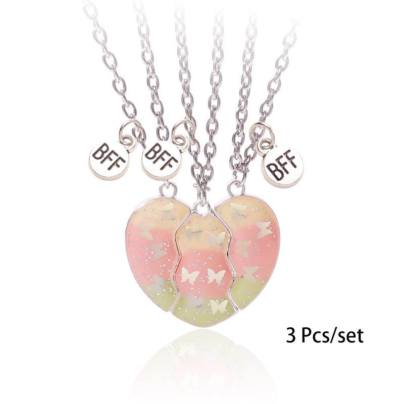 

Children s Butterfly Drip Oil Magnetic Heart Necklace серебряный