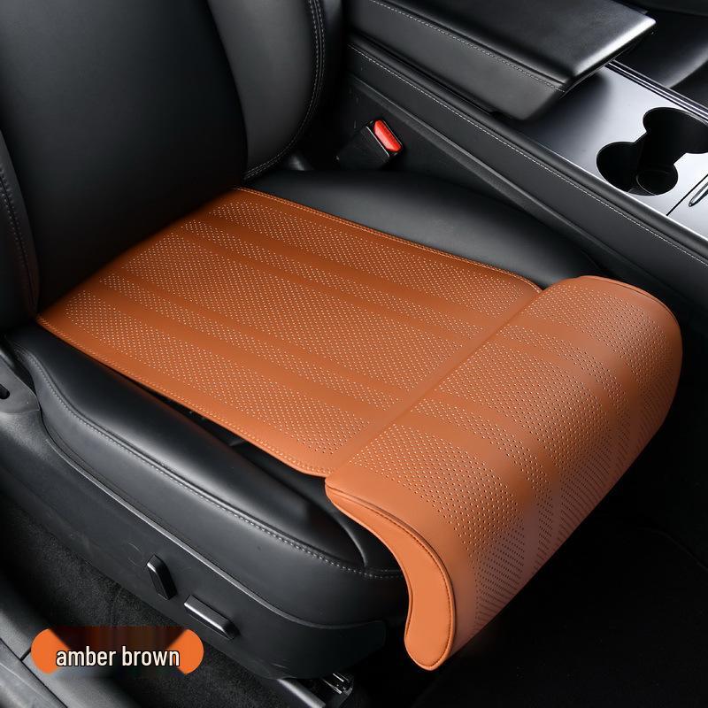 Universales Leder-Autositzkissen mit Beinstütze – Perforiert, Atmungsaktiv, Ganzjahresdesign