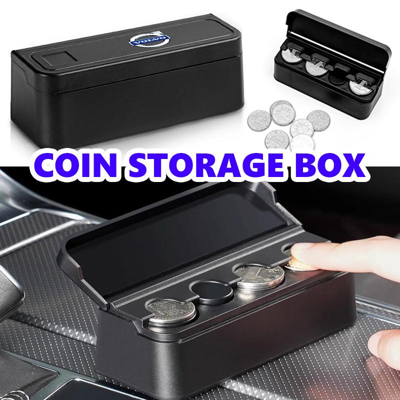 For Volvo Car Euro Coin Case Money Container Organizer Storage Box Purse V40 V60 C30 C70 S60 S80 S90 XC40 XC60 XC70 XC90 T6