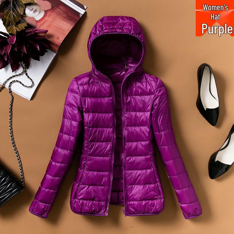 2023 Women's Lightweight Hooded Slim Down Jacket - Short, Fashionable, Plus Size, Autumn/Winter Outerwear