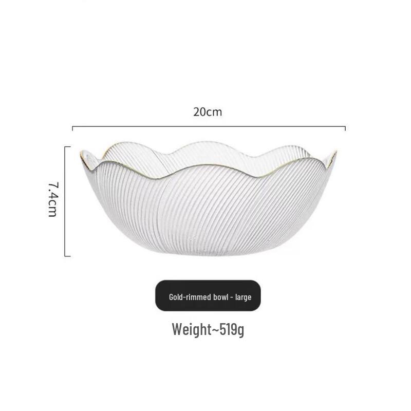 

Ru Han Light Luxury Gold-Rimmed Glass Salad Bowls, Set of 3
