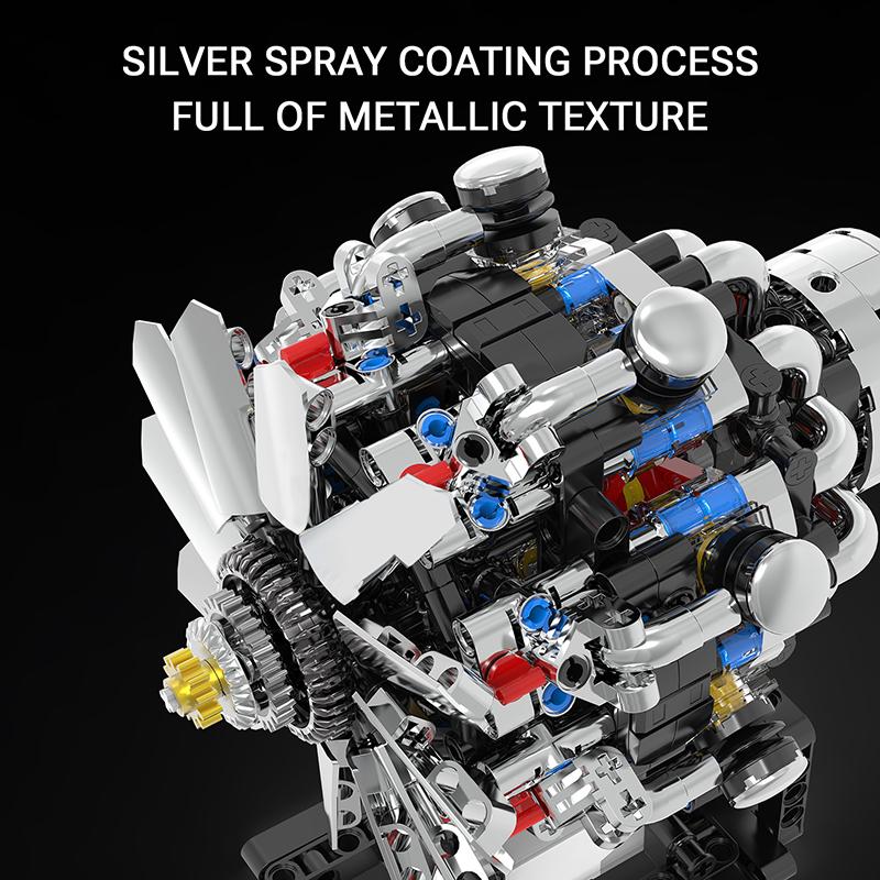 Letadlo V8 Motor Motorizovaný Simulační Model z Kostek Elektricky Poháněné Technické Stavebnice Kreativní DIY Hračky Dárky Pro Dospělé