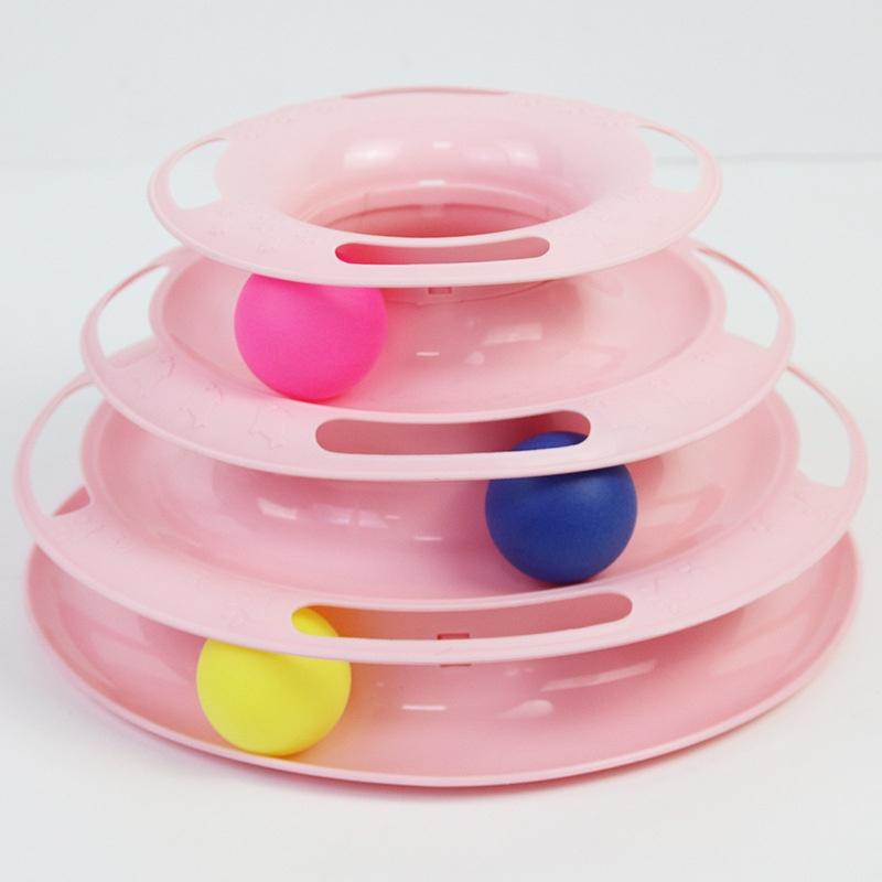 3/4 Levels Cat Toy Tower Turntable Roller Balls Toys Interactive Intelligence Training Track Puzzle Funny Games Accessories