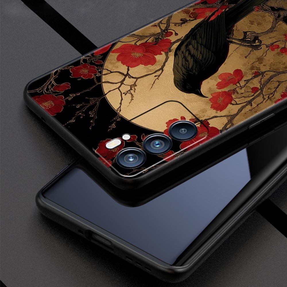 Black Raven Phone Case For Oppo A17 A31 A54 A57 A78 A79 A98 Find X5 X6 Reno 6 7 8 10 11 12 13 F Pro 5G Soft TPU Cover Fundas Bag